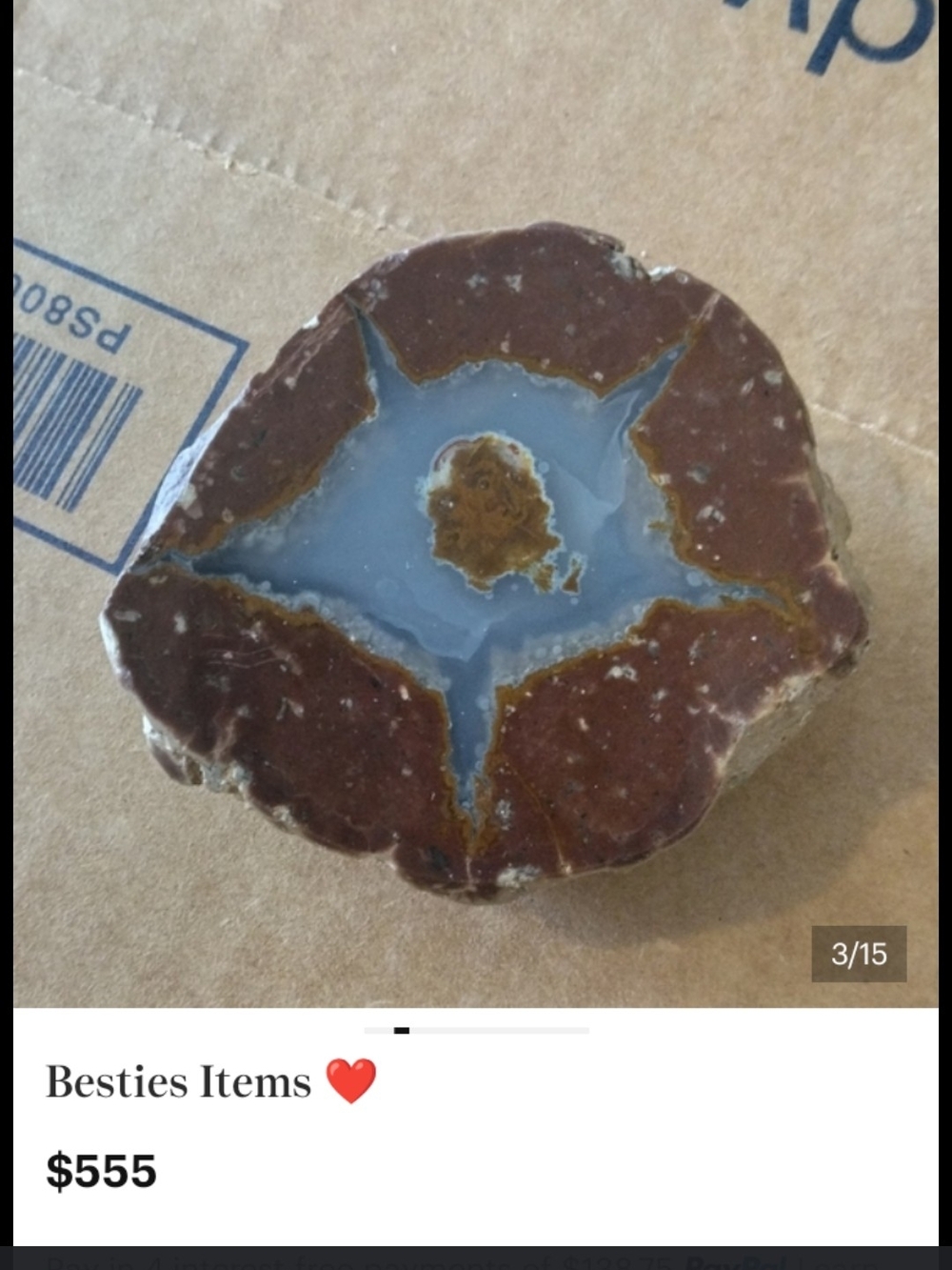 Brown and Blue Agate Geode Display Stone -